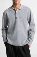 Vince Milano Knit Long Sleeve Merino Wool Polo Sweater