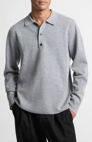 Vince Milano Knit Long Sleeve Merino Wool Polo Sweater