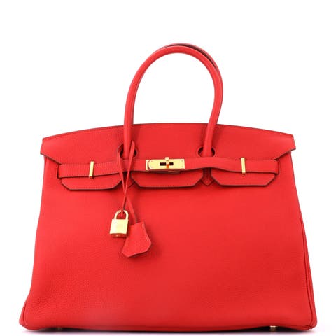 Birkin Handbag Red Togo with Gold Hardware 35