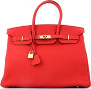 Pre-Owned Hermes Birkin Handbag Red Togo with Gold Hardware 35