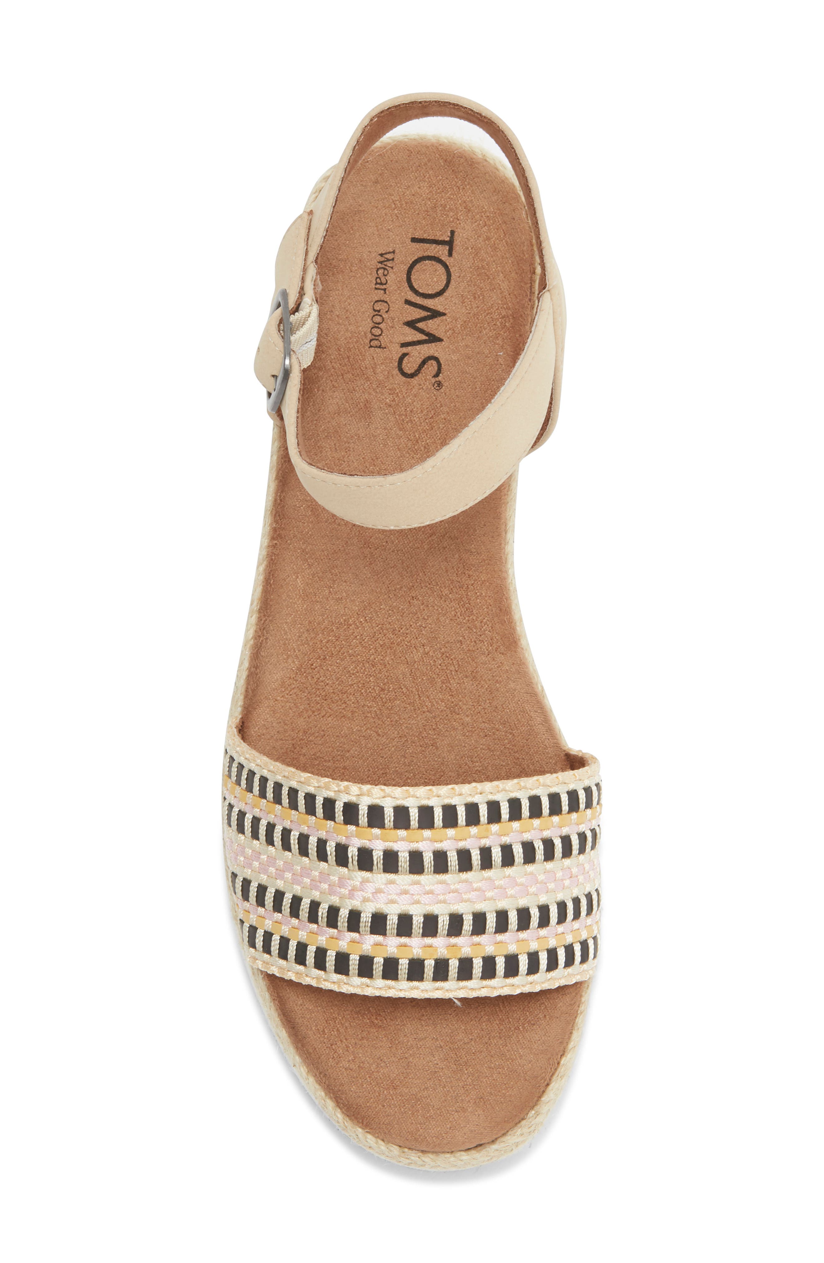 Naia Platform Wedge Espadrille Slide Sandal, Alternate, color, WOOD ASH WOVEN STRIPE/NUBUCK