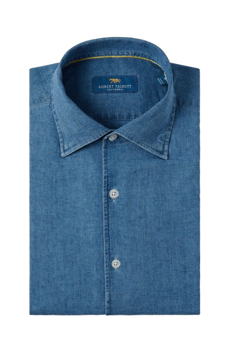 Robert Talbott Morgan Linen-Cotton Shirt, Alternate, color, Light Denim Bleached Wash