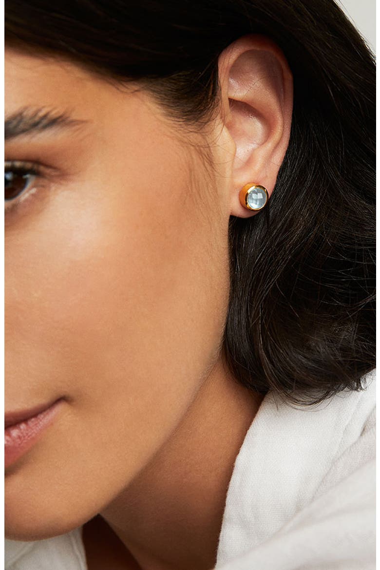 Signature Midi Stud Earrings, Alternate, color, IRIDESCENT SKY BLUE/ GOLD