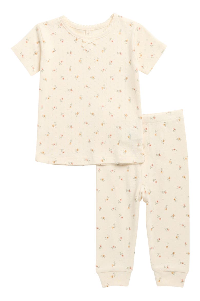 Kids' Organic Cotton Pointelle Knit T-Shirt & Leggings Set, Main, color, IVORY