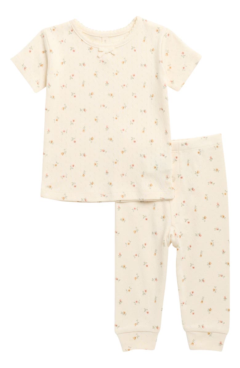 QUINCY MAE Kids' Organic Cotton Pointelle Knit T-Shirt & Leggings Set, Main, color, Ivory