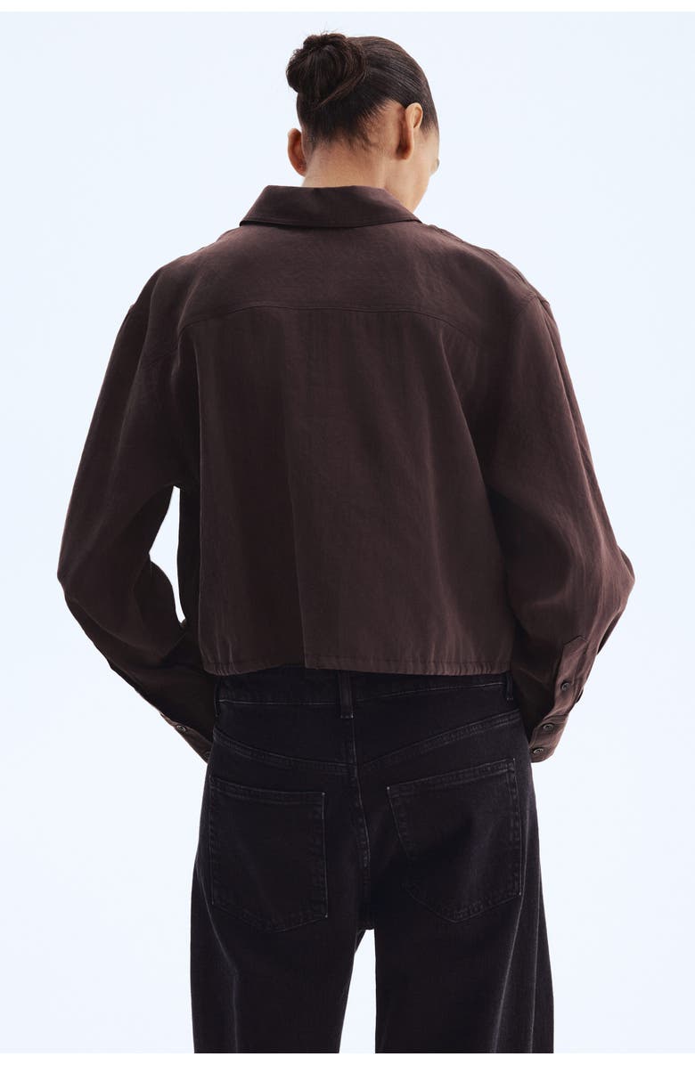 H&M Drawstring Shirt, Alternate, color, Dark Brown