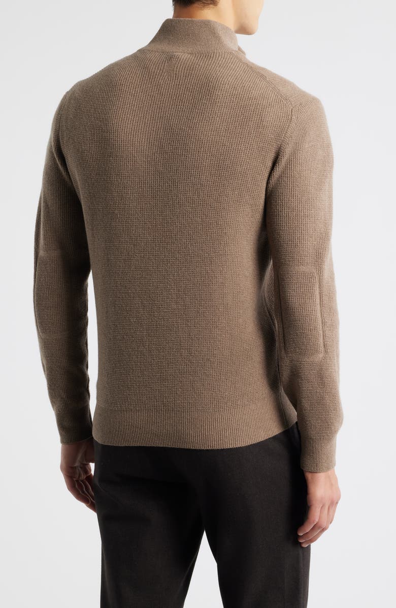 Canali Quarter Zip Wool & Cashmere Blend Sweater, Alternate, color, Med Beige