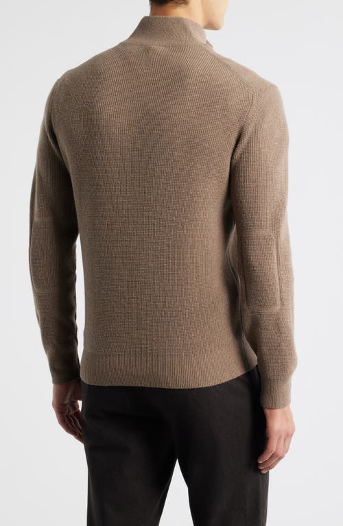 Canali Quarter Zip Wool & Cashmere Blend Sweater In Brown