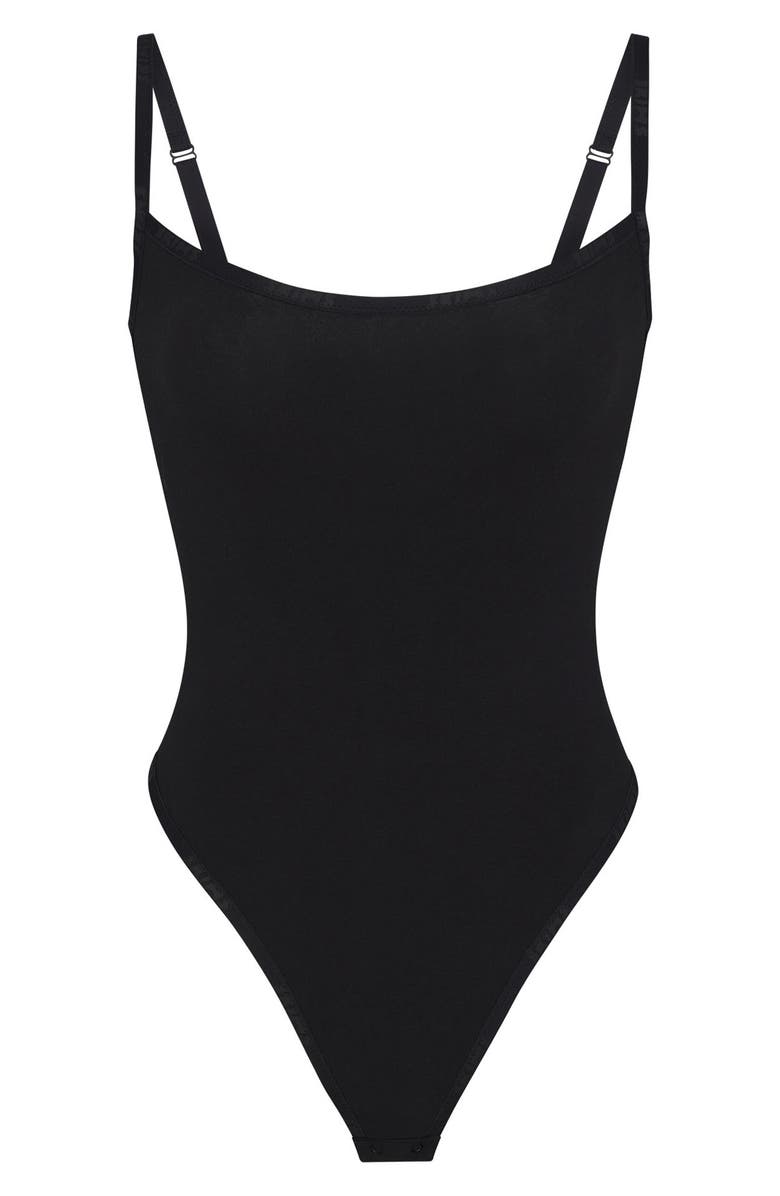 SKIMS Logo Trim Stretch Cotton Bodysuit, Alternate, color,