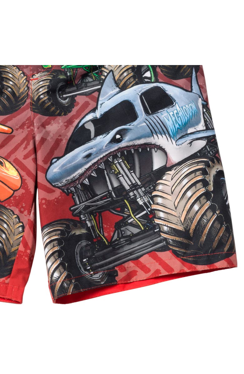 Monster Jam Swimwear Swim Trunks, Alternate, color, Black Red Tread