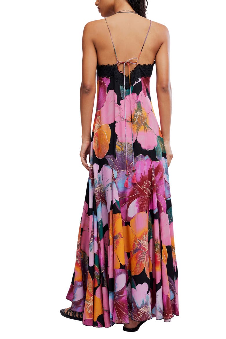 Bloomspell Floral Lace Trim Maxi Dress, Alternate, color, DESERT ROSE COMBO