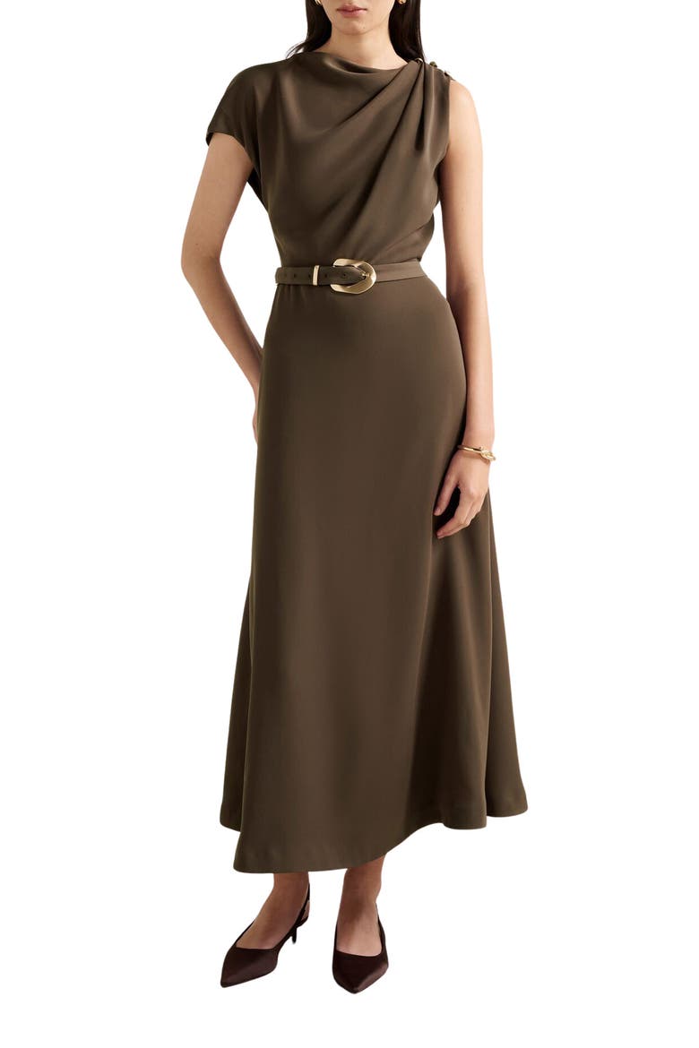 Neriah Draped Maxi Dress, Main, color, CHOCOLATE
