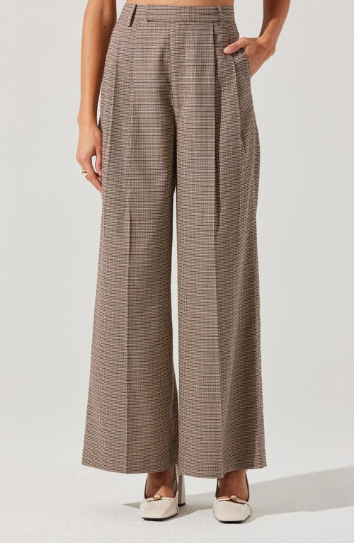 Astr The Label Houndstooth Check Wide Leg Pants