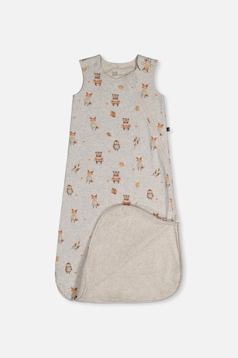 Organic Cotton Animal Shoulder Snap Sleep Sack, Alternate, color, Beige Animal Print