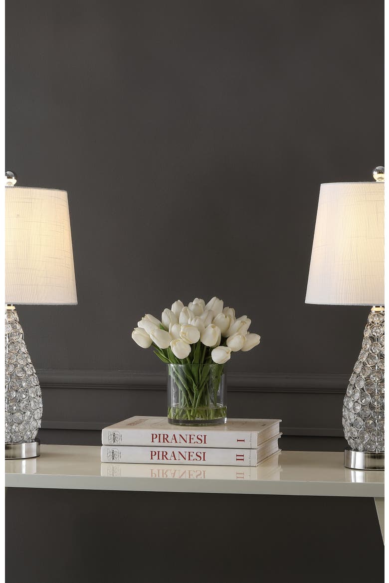 Lily 22.25" Midcentury Modern Iron LED Table Lamp with USB Charging Port, Clear, Alternate, color, Clear