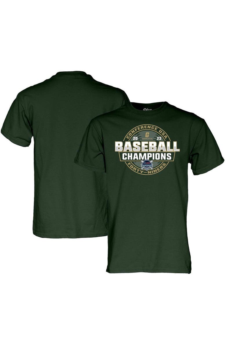 BLUE 84 Green Charlotte 49ers 2023 C-USA Baseball Conference Tournament Champions T-Shirt, Main, color, 