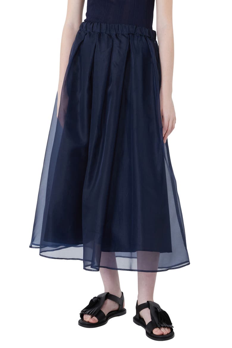 Visino Silk Skirt, Main, color, NAVY