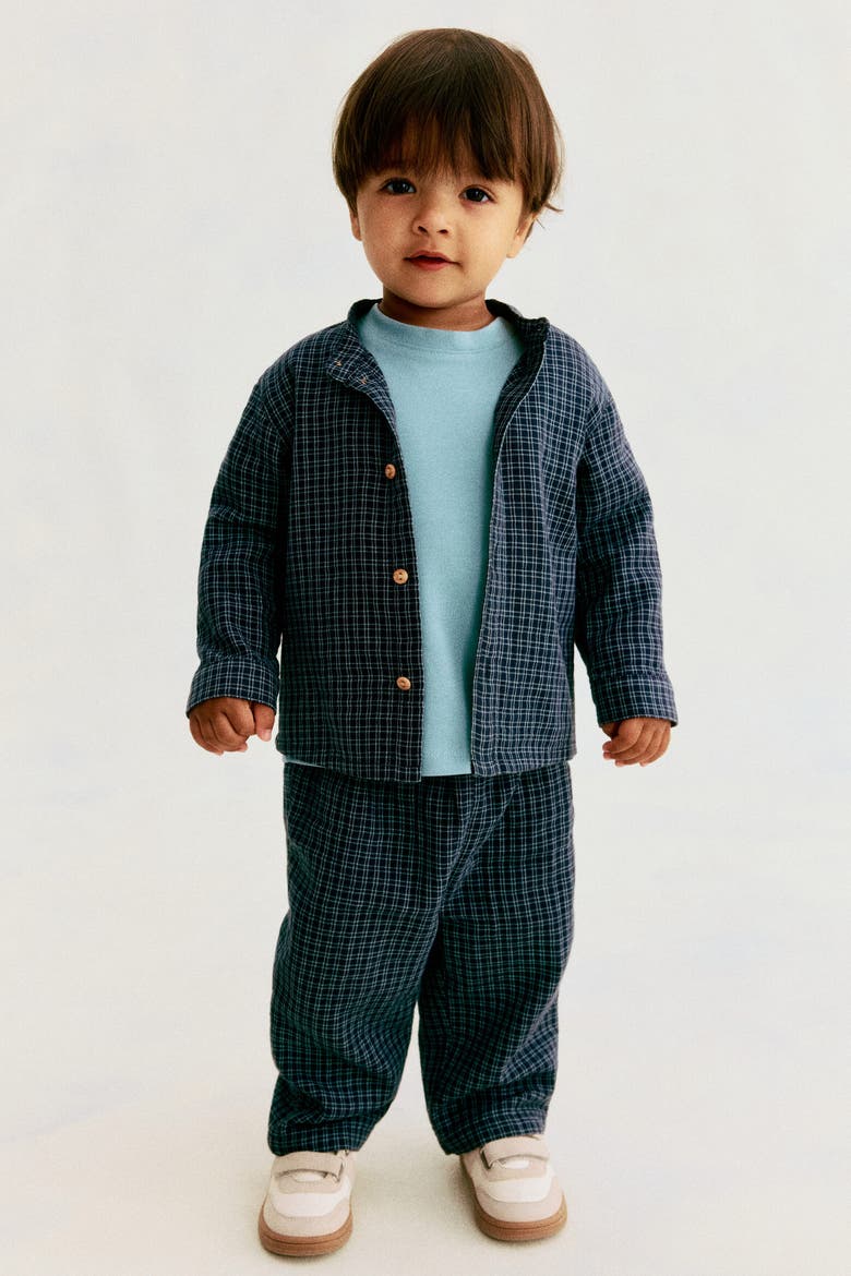 2-piece Cotton Set, Main, color, Navy blue/checked