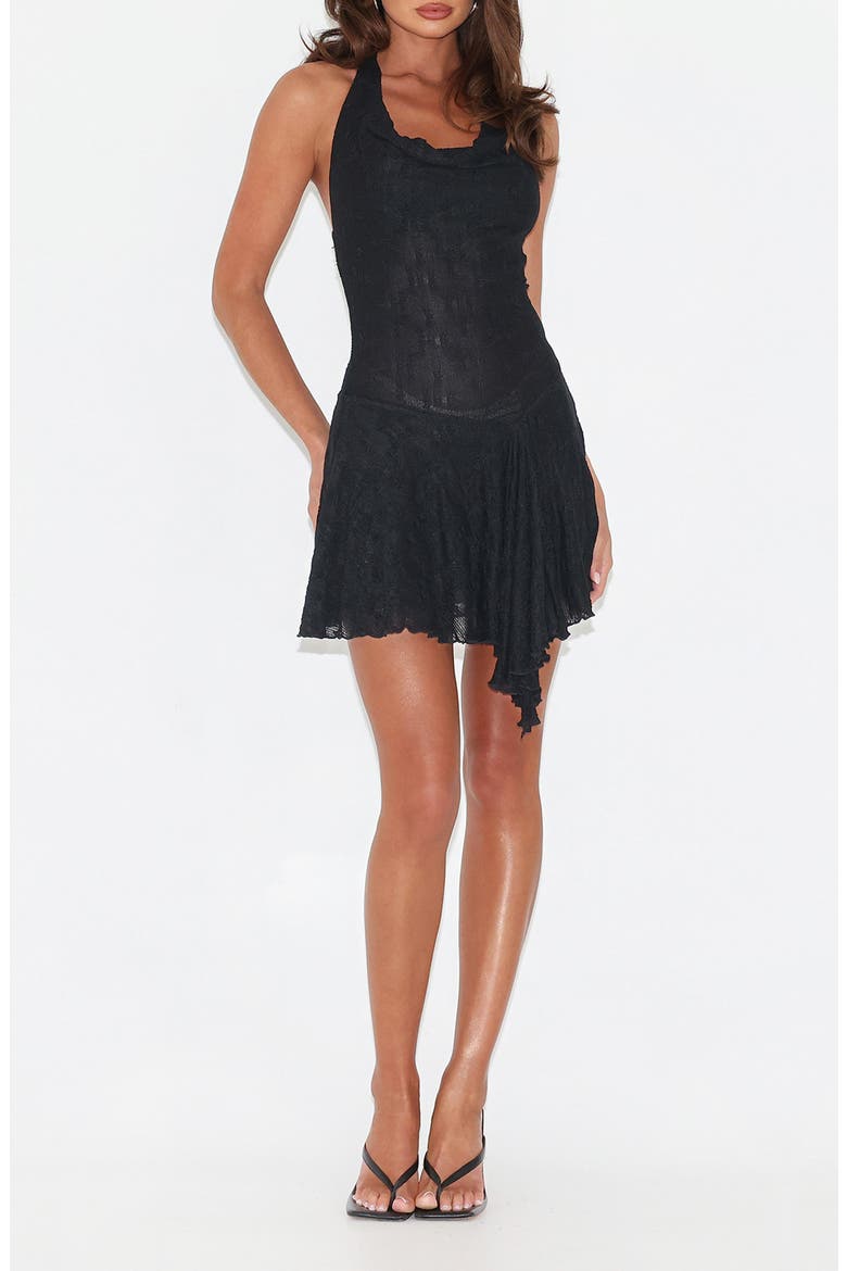 Fiorella Halter Minidress, Main, color, BLACK LACE