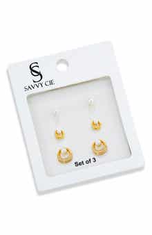 3-Pack Assorted Faux Pearl Stud Earrings
