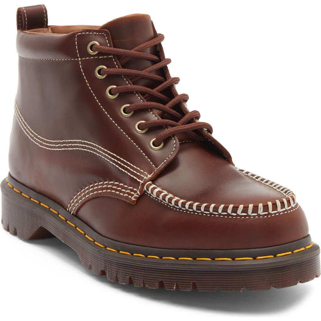Dr. Martens Lowell Chukka Moc Toe Leather Ankle Boots In Burgundy