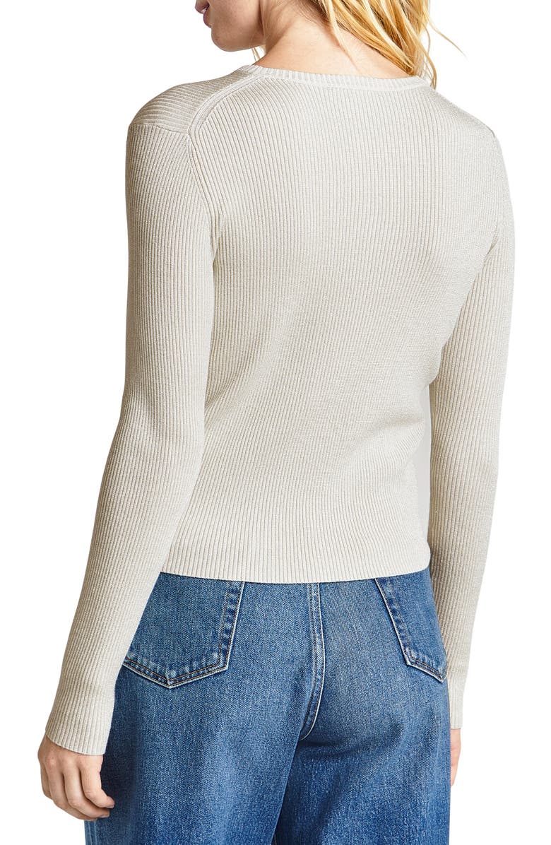 Splendid Peyton Keyhole Metallic Rib Sweater, Alternate, color, 