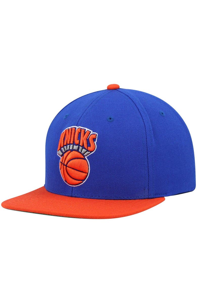 Mitchell & Ness Men's Mitchell & Ness Blue/Orange New York Knicks Hardwood Classics Team Two-Tone 2.0 Snapback Hat, Main, color, Blue