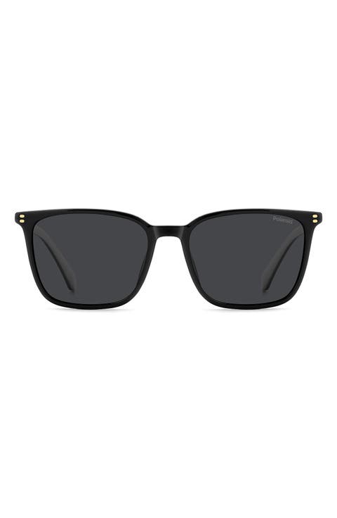 55mm Polarized Rectangular Sunglasses