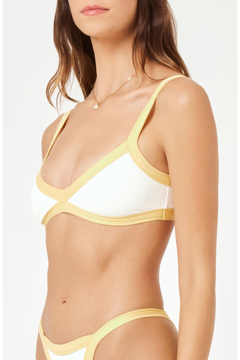 Taylor Rib Bikini Top, Alternate, color, CREAM/ DAISY