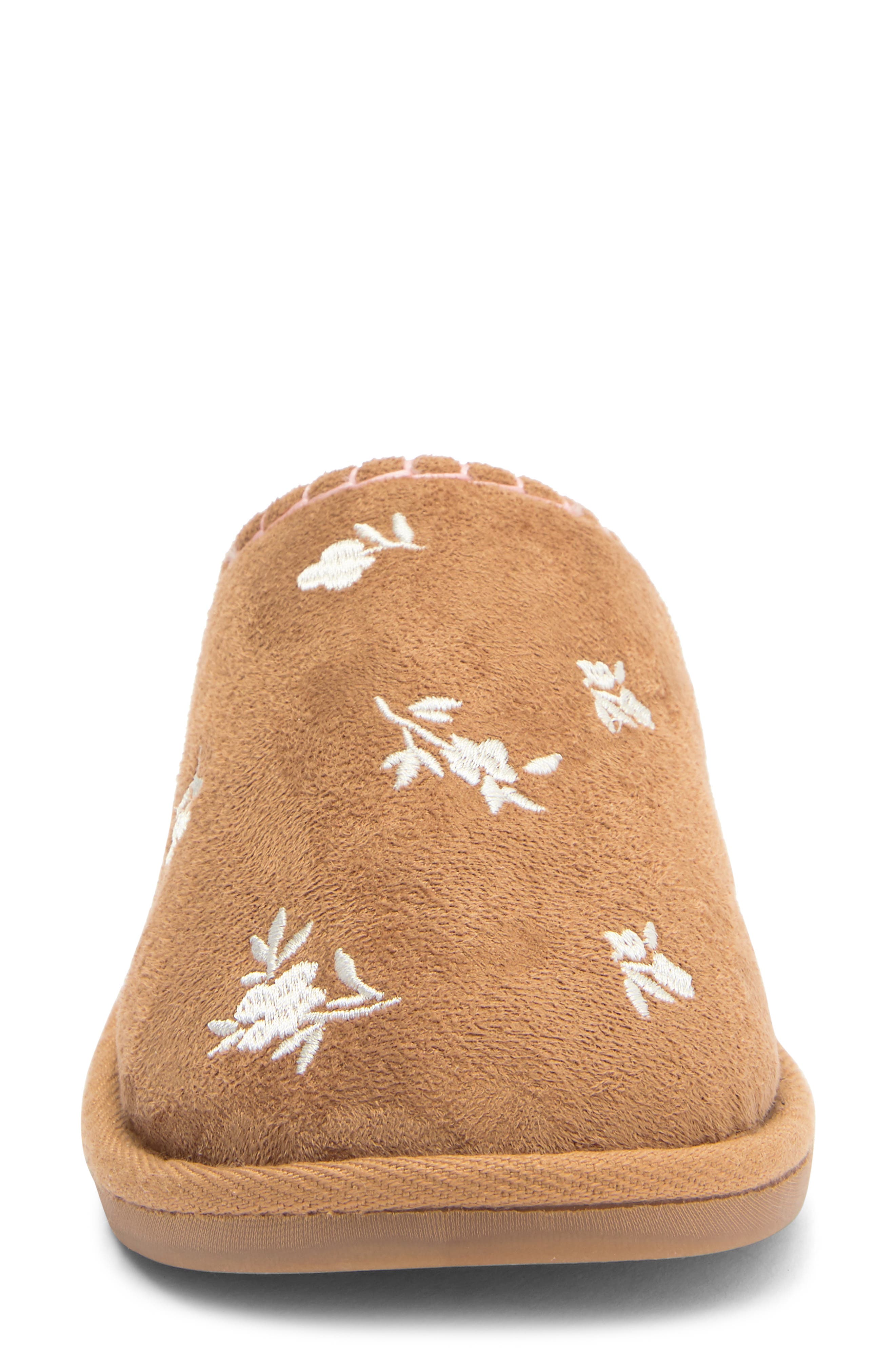 Børn Floral Embroidered Scuff Slipper, Alternate, color, Tan