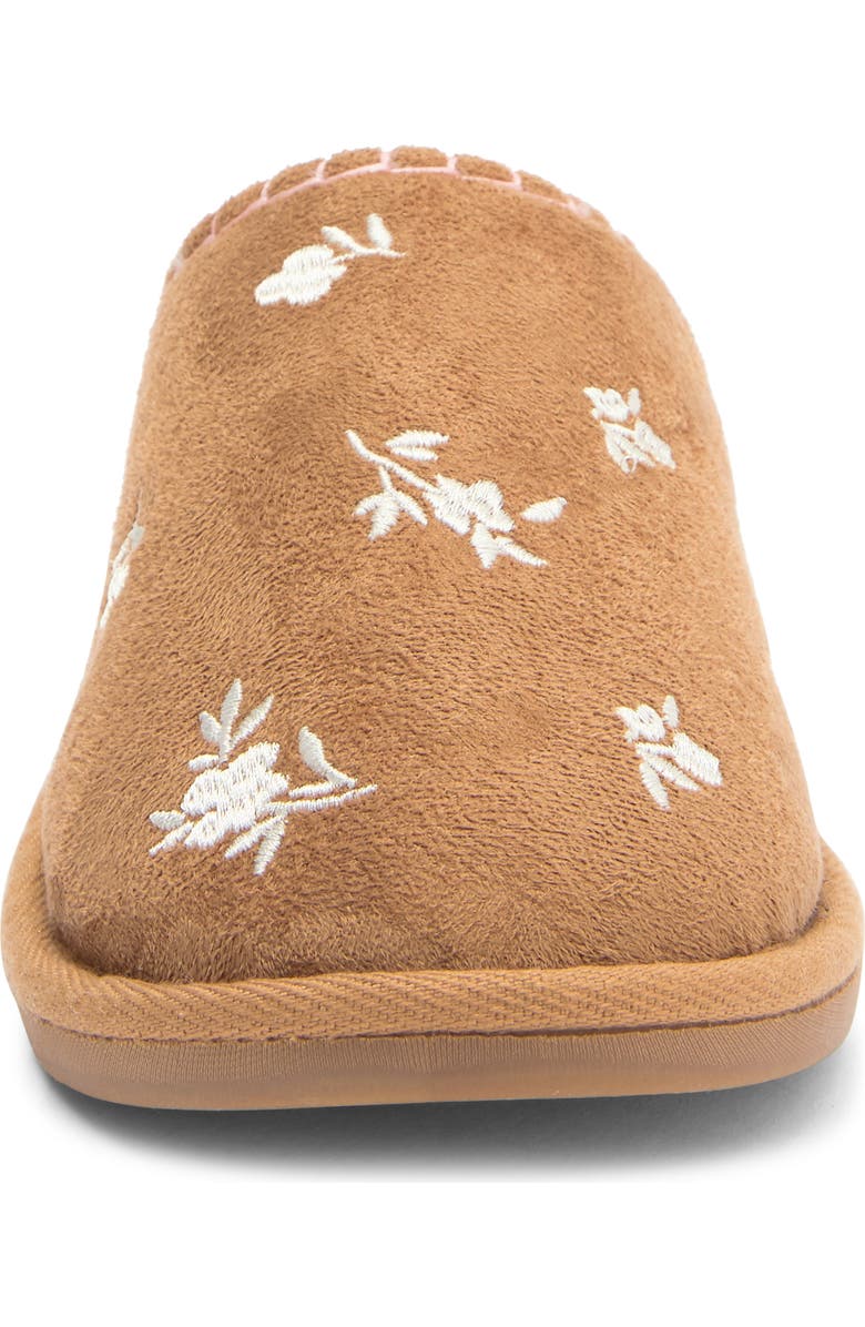 Børn Floral Embroidered Scuff Slipper, Alternate, color, Tan