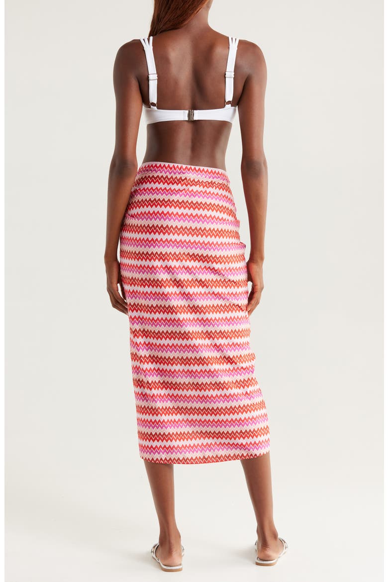 Xana Metallic Chevron Cover-Up Skirt, Alternate, color, FLAME CHEVRON