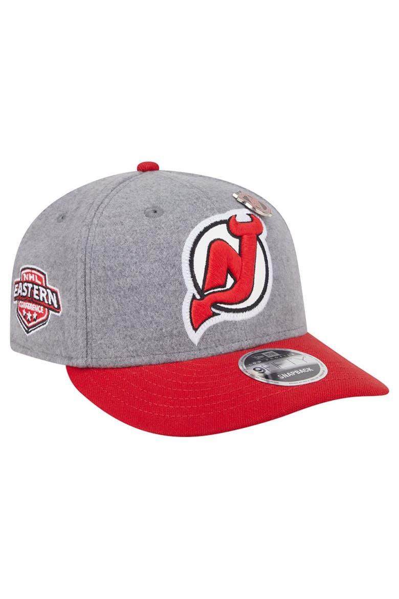 Men's New Era  Gray/Red New Jersey Devils Wool Pin Low Profile 9FIFTY Snapback Hat, Main, color, Gray