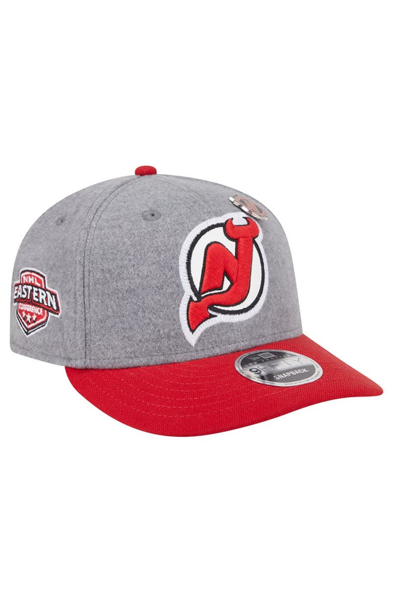New Era Men
s New Era  Gray/Red New Jersey Devils Wool Pin Low Profile 9FIFTY Snapback Hat, Main, color, Gray