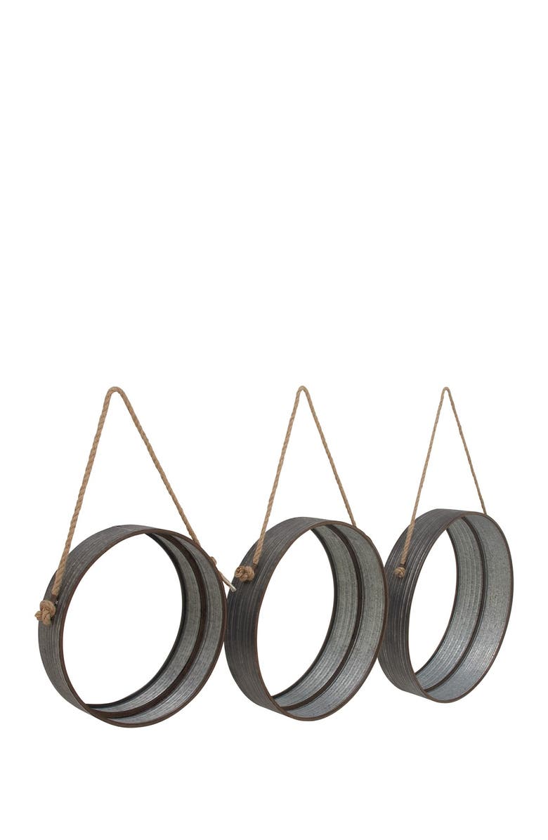 SONOMA SAGE HOME Gray Aluminum Wall Mirror with Hanging Rope - Set of 3, Alternate, color,