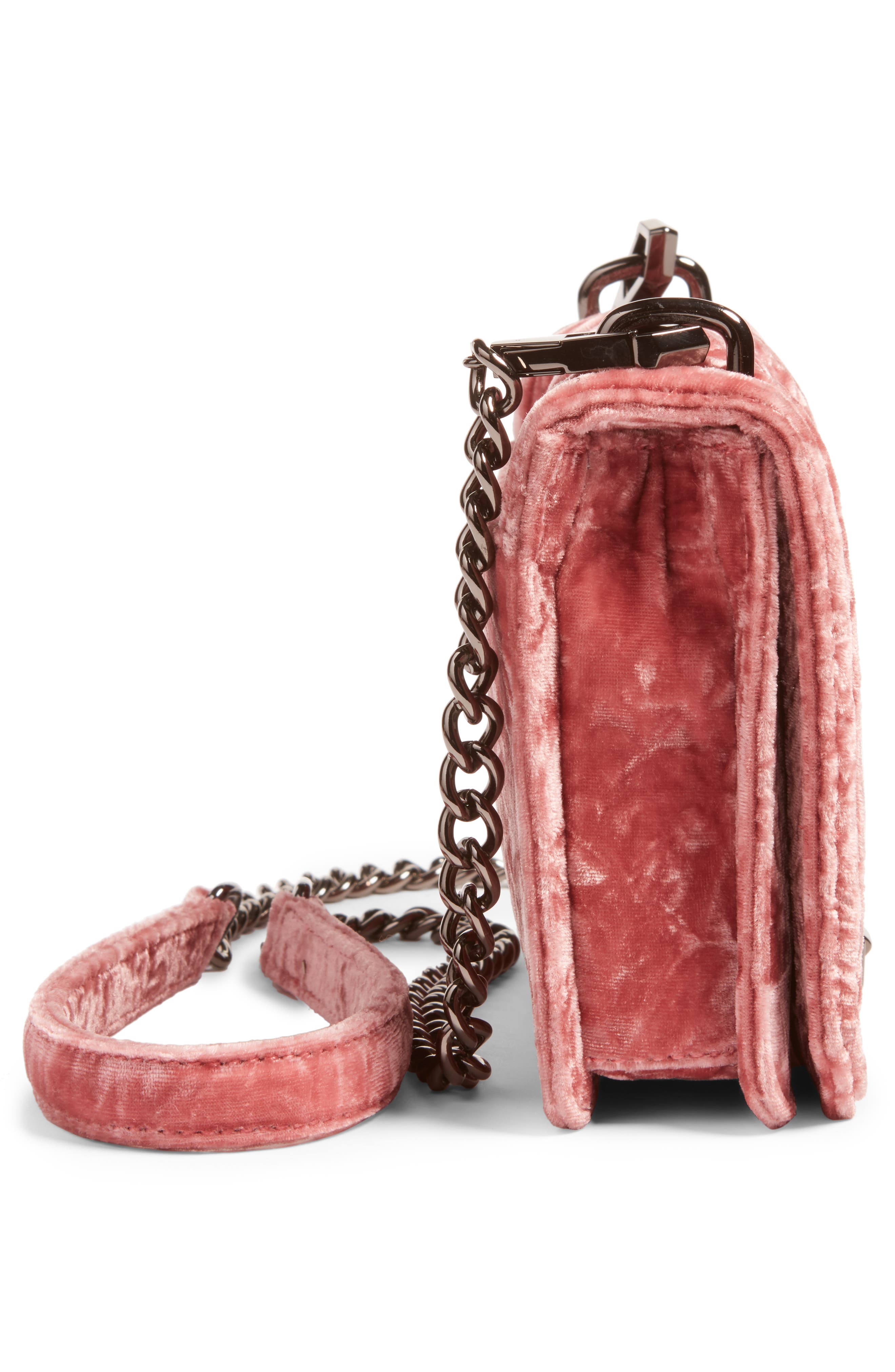 Small Love Velvet Crossbody Bag (Nordstrom Exclusive), Alternate, color, PINK VELVET/ GUNMETAL HARDWARE