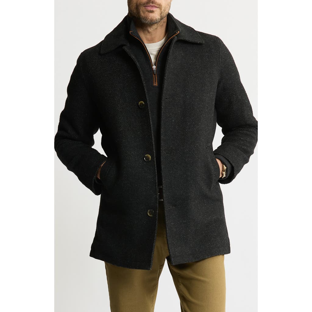 Jachs Herringbone Coat In Black