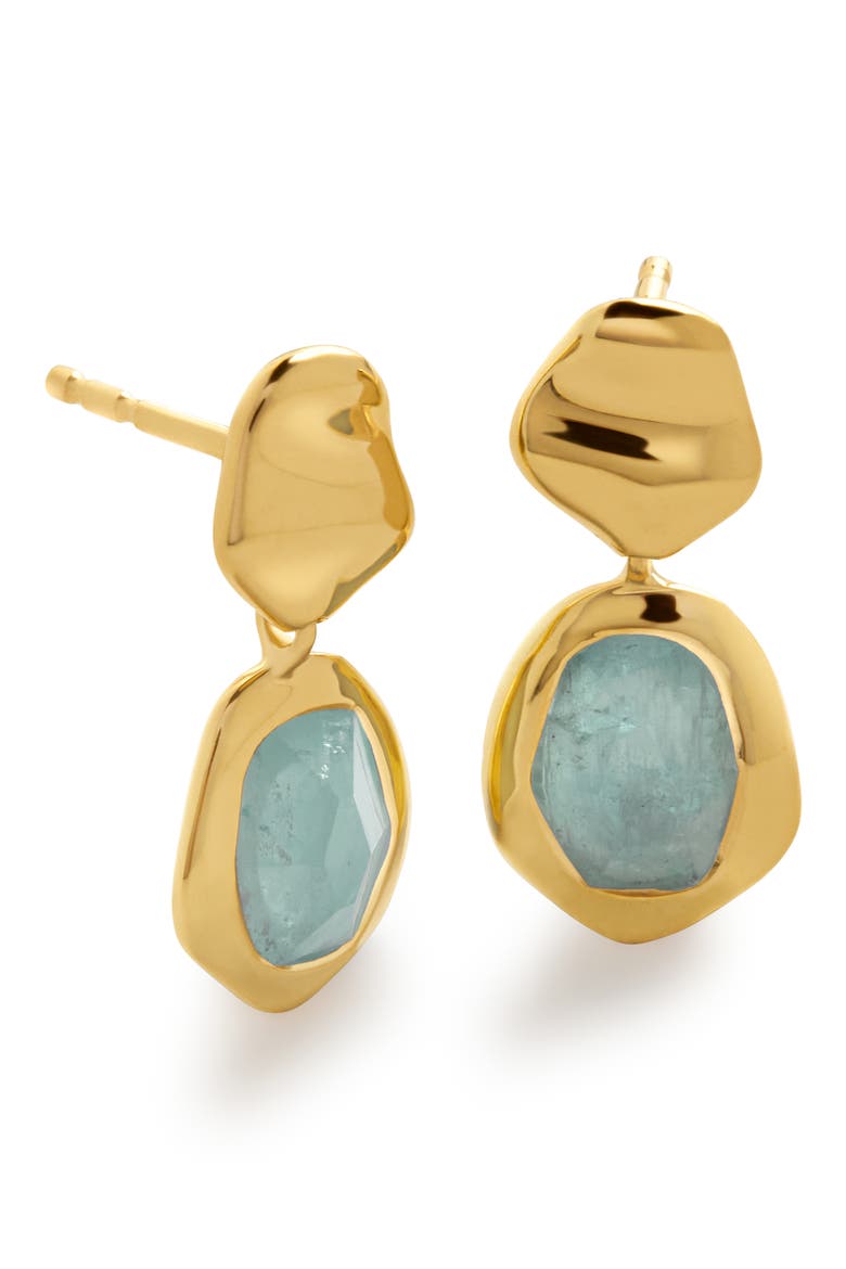 Odyssey Aquamarine Drop Earrings, Main, color, 18CT GOLD VERMEIL