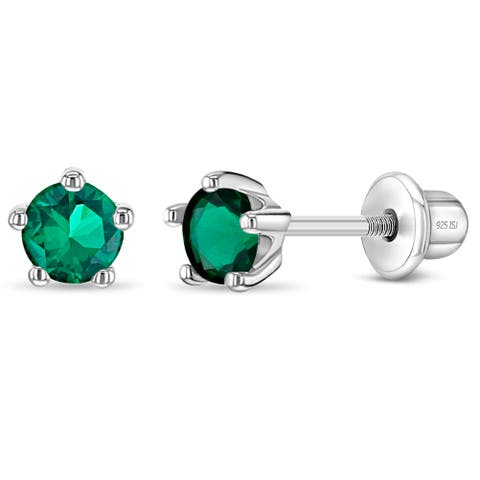 Classic Cubic Zirconia Birthstone Solitaire Earrings
