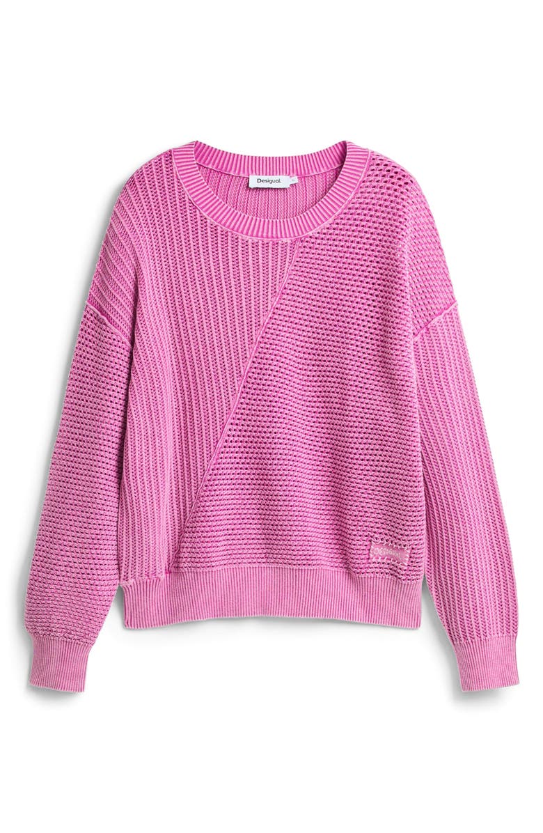 Desigual Loose Knit Cotton Blend Sweater, Alternate, color, Pink