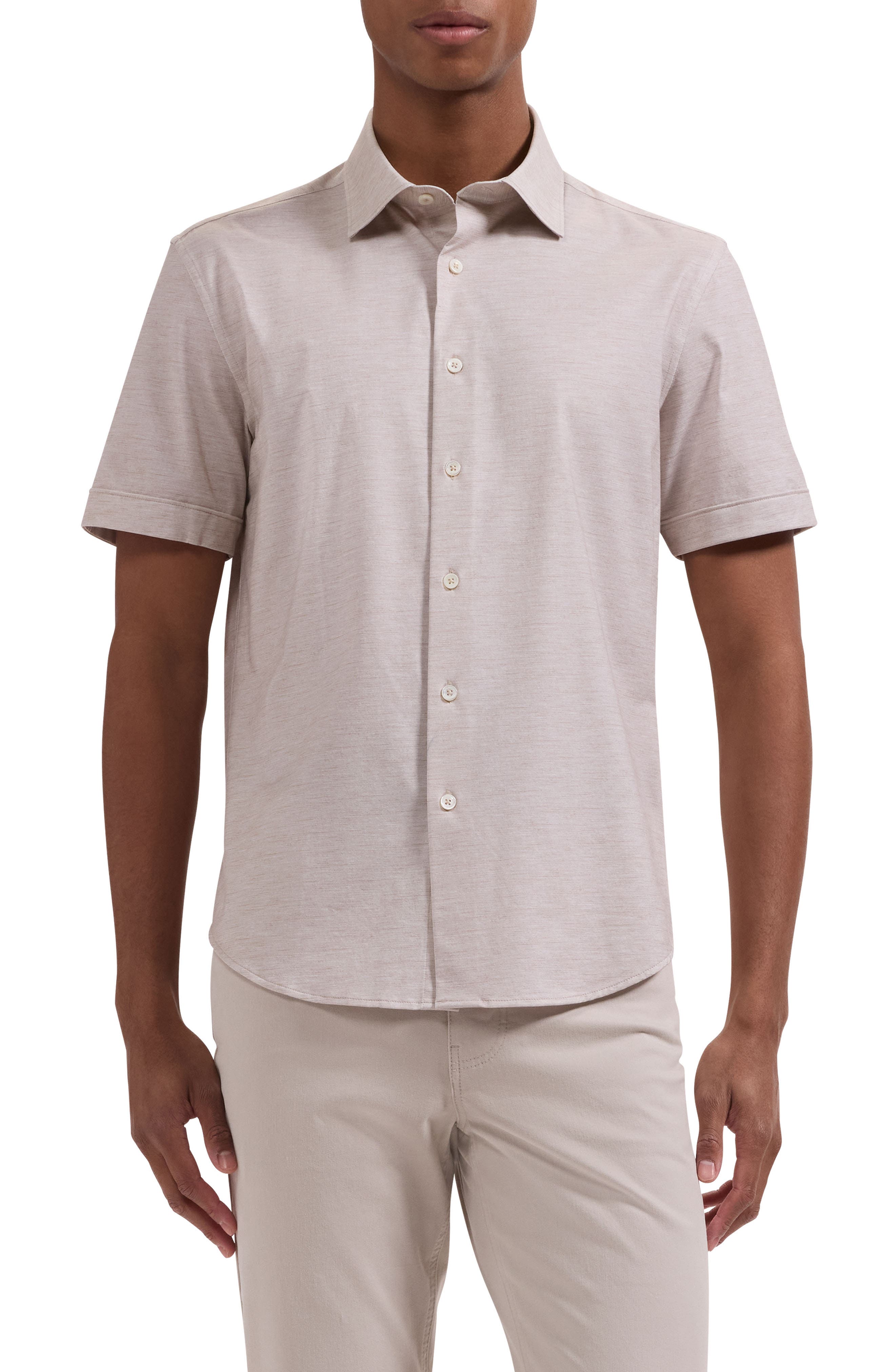 Miles OoohCotton Space Dye Short Sleeve Button-Up Shirt - image 3