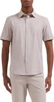 Bugatchi Miles OoohCotton® Space Dye Short Sleeve Button-Up Shirt