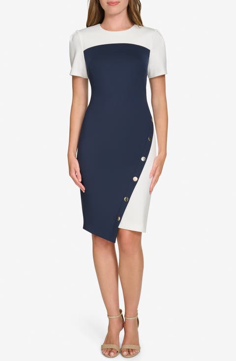 Asymmetric Scuba Sheath Dress