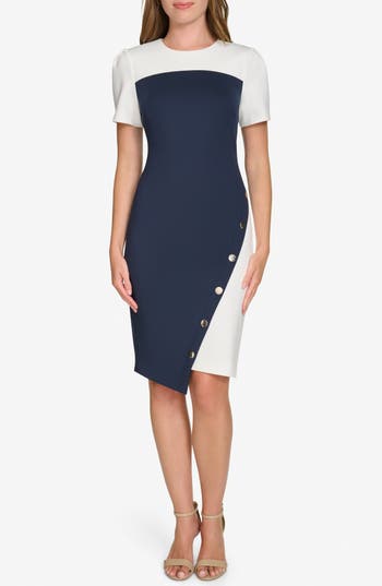 Tommy Hilfiger Asymmetric Scuba Sheath Dress