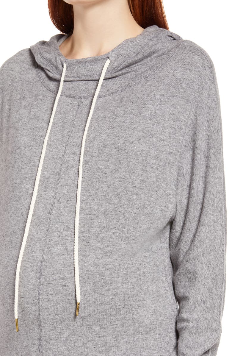 Maternal America Knit Maternity Hoodie, Alternate, color, Heather Charcoal