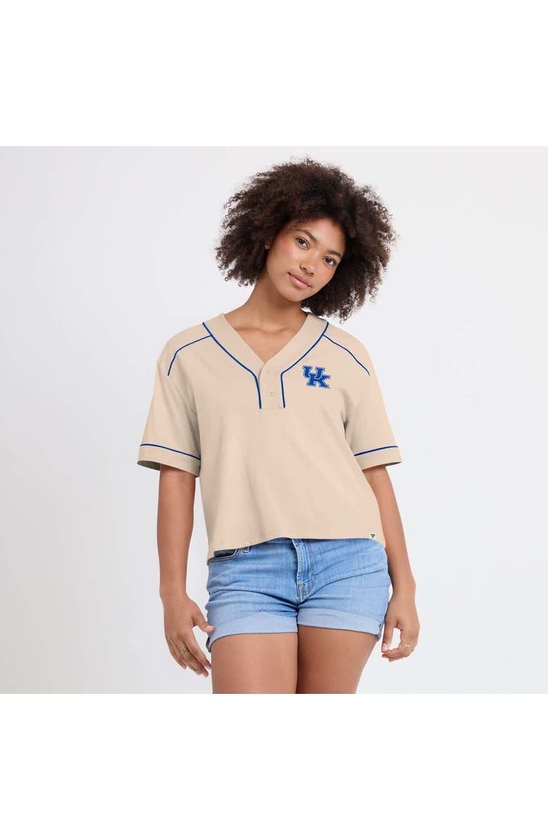 FANATICS Women's Fanatics Tan Kentucky Wildcats Oversized Dominant Force Cropped V-Neck T-Shirt, Alternate, color, Tan