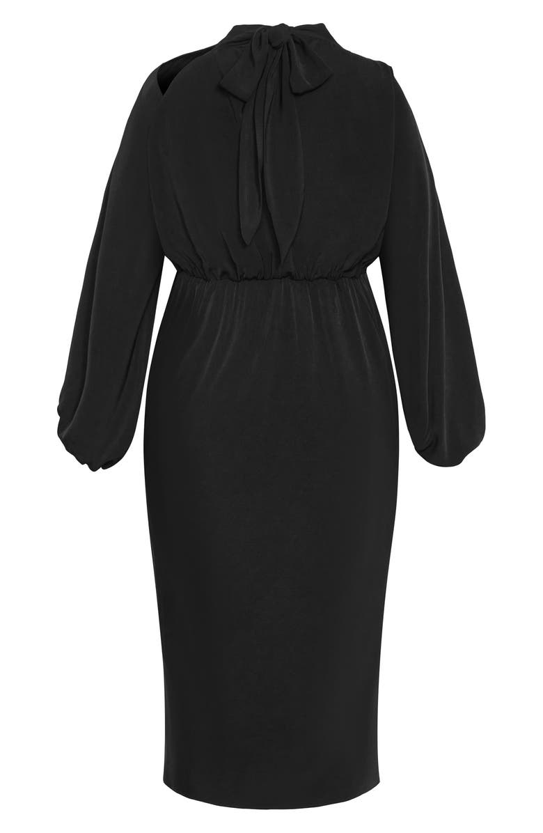 City Chic Jaylee Shoulder Cutout Long Sleeve Dress, Alternate, color, Black