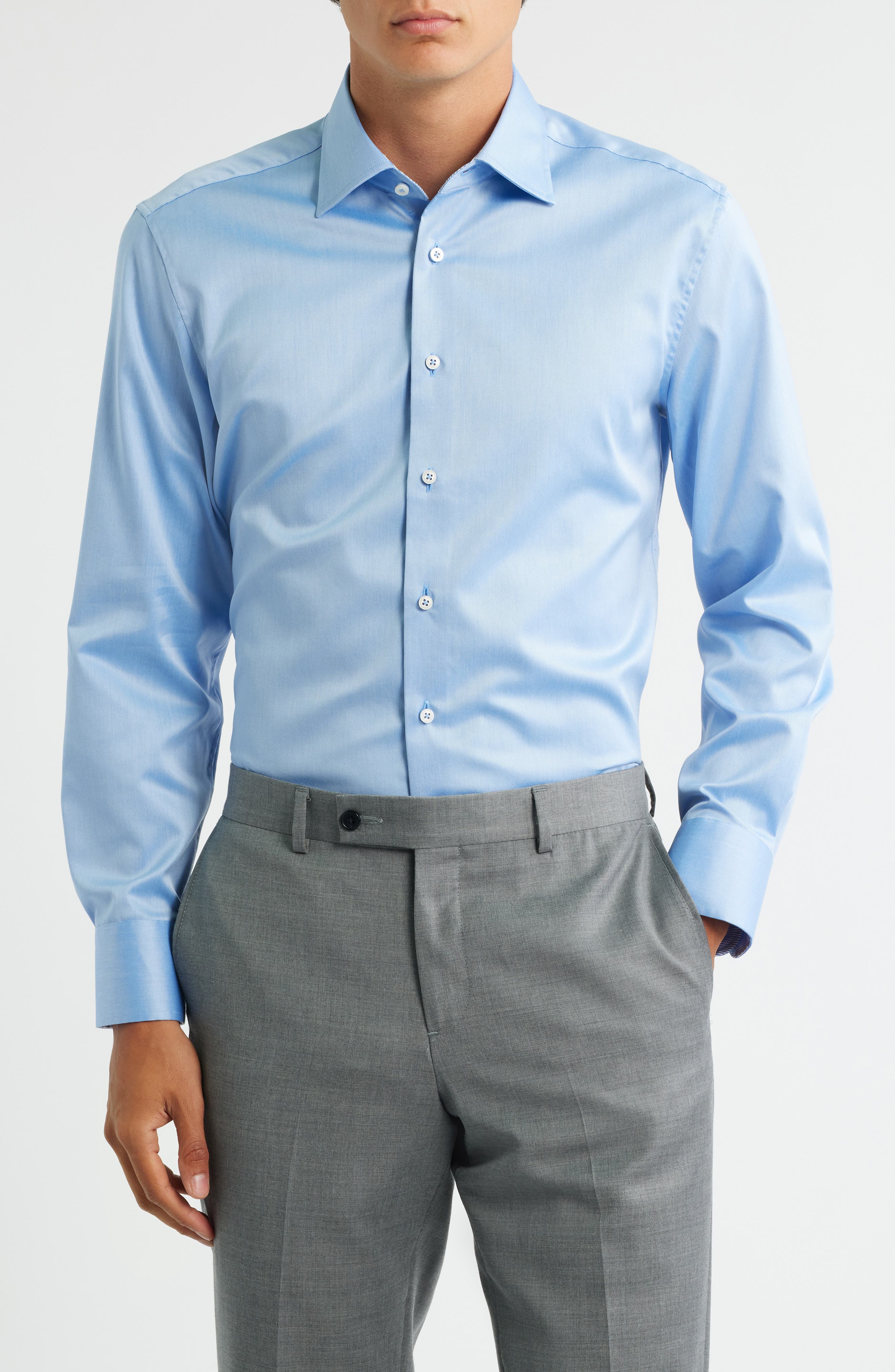 ETERNA Uomo Camicia Slim Fit Manica Lunga, Azzurro Chiaro, Taglia 41, Eleganza Quotidiana