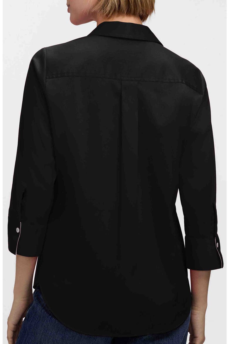 Charlie Contrast Trim Cotton Blend Button-Up Shirt, Alternate, color, BLACK