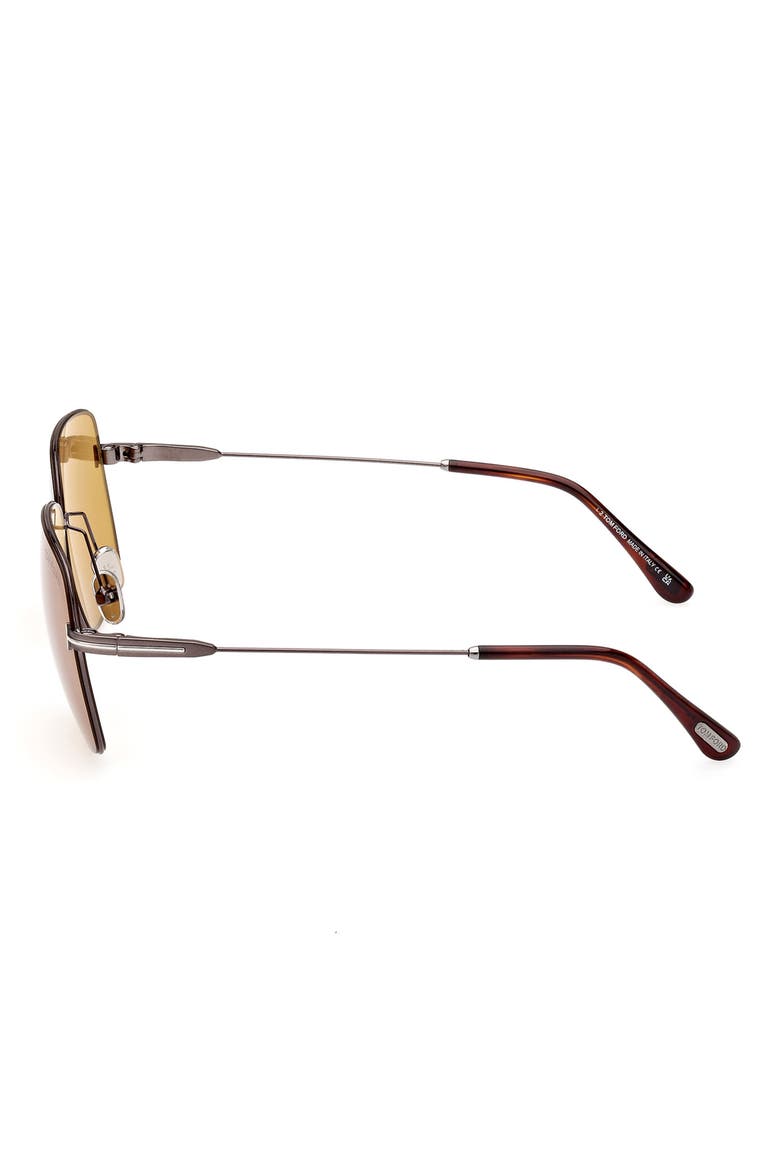58mm Square Sunglasses, Alternate, color, SHINY GUNMETAL / BROWN
